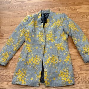 Zara Limited Edition Floral Jacquard Blazer yellow gray